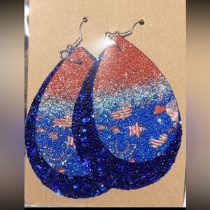Custom made sparkle American flag earrings